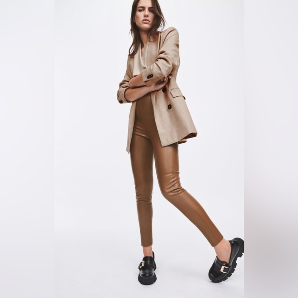 NWT Zara High Waisted Faux Leather Leggings